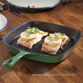 cast iron enamel square grill pan